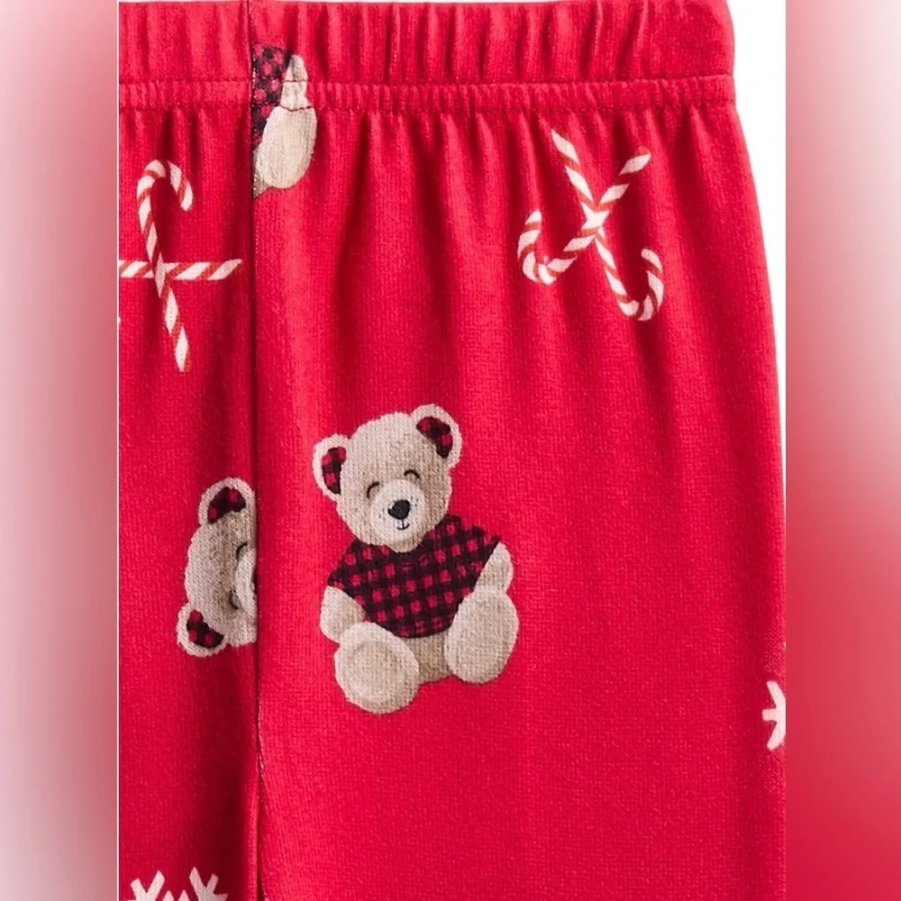 Dearfoams Kids Christmas Bear Pajamas Set Size 12 Unisex Holiday Jammies NWT
